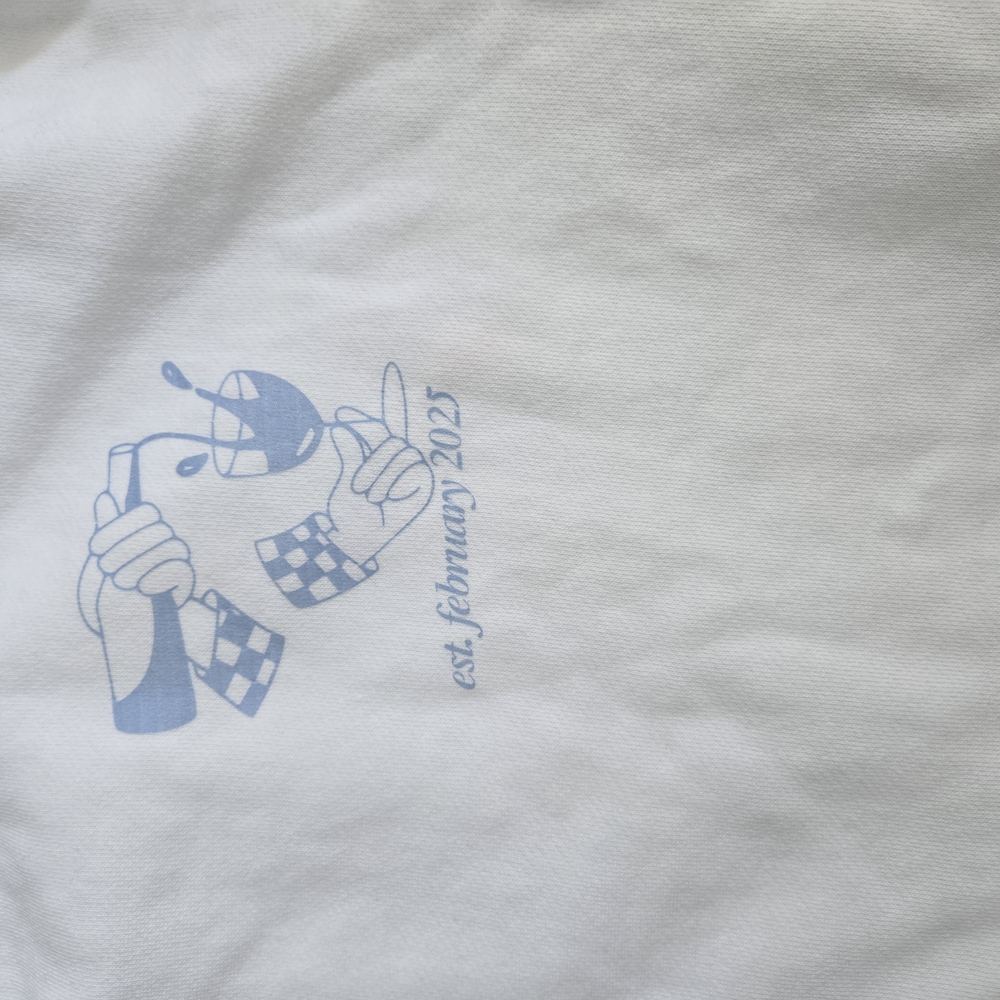 White Crewneck Sweatshirt with Graphic Detail - Picture 4 of 6